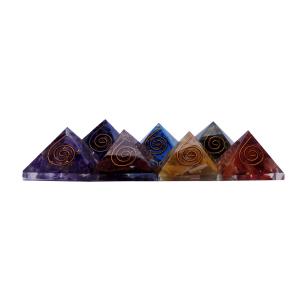 Avika Natural Orgonite Seven chakra Pyramid 25 mm. Set of 7 Pcs.