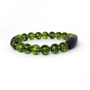 Avika Natural Energized Peridot with Tibetan Bead 8MM (Pack of 1Pc)