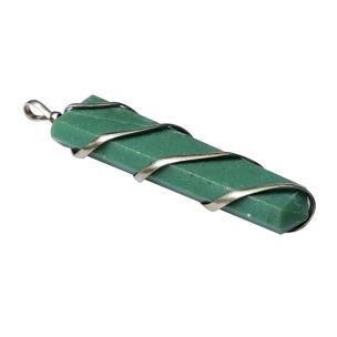 Avika Natural Jade Gemstone Flat Wrapped Pendant