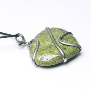 Avika Natural Vesuvianite  Flat Wrapped Pendant