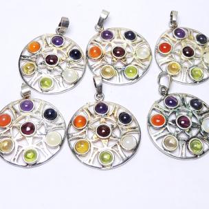 Avika Natural Circle of Life Seven Charka Gemstone Energy Pendant III