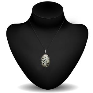 Avika Dalmatian Jasper Oval Pendant