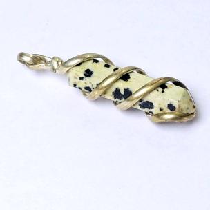 Avika Natural Dalmatian Jasper Double Point Spiral Pendant