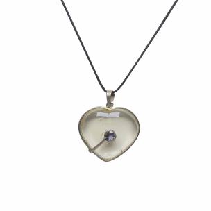 Avika Natural Iolite Heart Pendant in Quartz