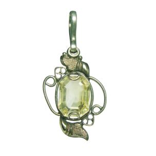 Avika Natural Yellow Topaz Semi Precious Gemstone Designer Pendant Art7