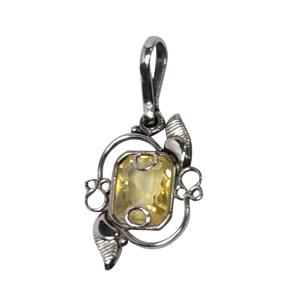 Avika Natural Yellow Topaz Semi Precious Gemstone Designer Pendant Art9