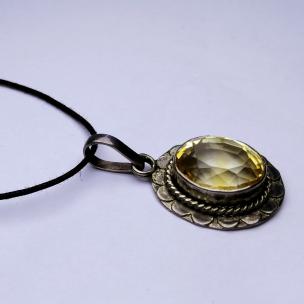 Avika Natural Yellow Topaz Precious Designer Pendant Art-3