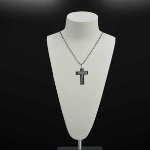 Avika Natural Black Agate Cross Pendant