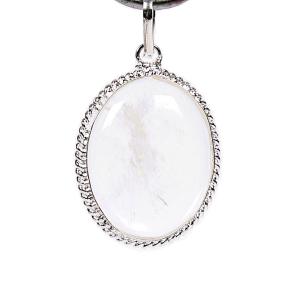 Avika Natural Clear Quartz Oval Energy Pendant