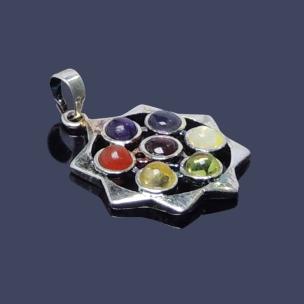 Avika Natural Circle of Life Seven Charka Gemstone Energy Pendant II