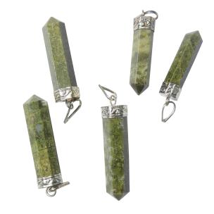 Avika Natural Energized Vesuvianite Gemstone Point Agate Crystal Pendant