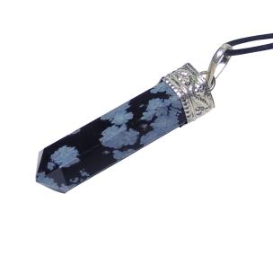 Avika Natural Energized Snow flake Obsidian Healing Point Pendant