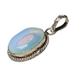 Avika Natural White Opal Gemstone Oval Pendant