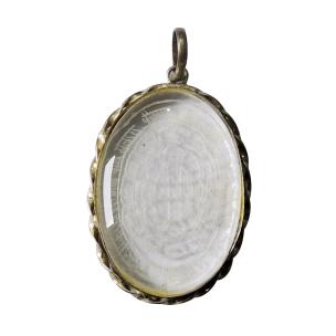 Avika 12-Zodiac Symbol Engraved Overlay in Clear Quartz Pendant