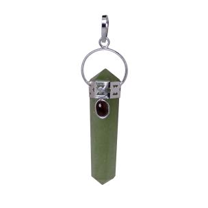 Avika Green Aventurine with Garnet Double Point Pendant