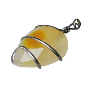 Avika Natural Yellow Carnelian Heart Wrapped Pendant