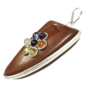 Avika Natural Energized 7 chakra Red Jasper Leaf Pendant (Pack of 1 pc)