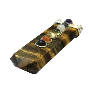 Avika Natural Energized 7 Chakra Tiger Eye Flat Pendant