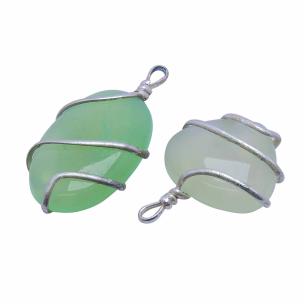 Avika Natural Energized Prehnite Wrapped Leaf Shape Pendant ( Pack of 1 Pc)