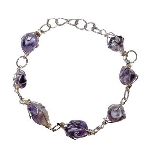 Avika Natural Amethyst Rough Tumble Wraped Necklace toincrease spirituality  (Set of 3 Pc.)