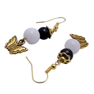 Avika Natural Black Agate Bead Butterfly earring
