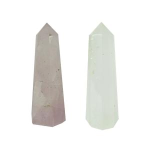 Avika Energized Shiv Shakti Natural Pencils Tower Pair Clear and Rose Quartz - Set of 2