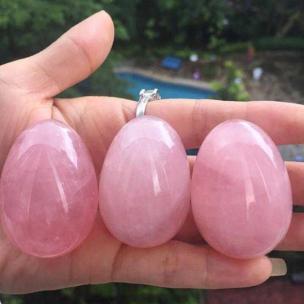 Avika Energized Rose Quartz 3 sizes Egg with thread for massage
