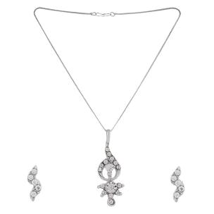 Avika Austrian Crystal Studded Drop Shape Designer Jewelry Set With Earring