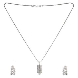 Avika Austrian Crystal Studded Leaf Shape  Designer Jewelry Set With Earring