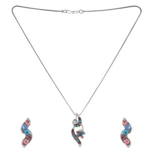 Avika Austrian Crystal Studded Multicolor Designer Jewelry Set With Earring