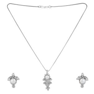 Avika Austrian Crystal Studded With  Pearl Designer Jewelry Set With Earring Art 2