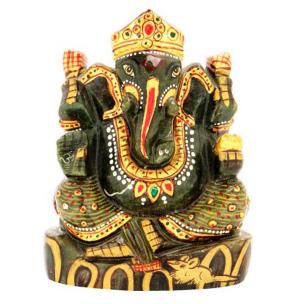 Avika Dark Green Aventurine Showpiece Ganesha