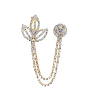 Avika Bel Patra Golden Metal Chain with Semi-Precious Cubic Zirconia Brooch