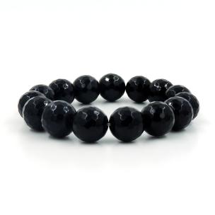 Avika Black Obsidian Diamond Cut Reiki 12 mm Bead Bracelet (Pack of 1 pc)