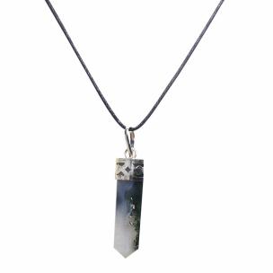 Avika Healing Natural Moss Agate Gemstone Point Pendant For Prosperity Art 1