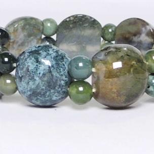 Avika Moss Agate Cabochon Bead Bracelet (Pack of 1Pc)