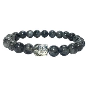 Avika Natural Black Labradorite Buddha Bracelet (Pack of 1Pc)