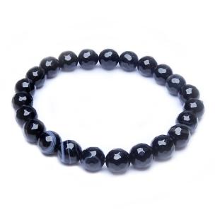 Avika Natural Black Sulemani Akik Faceted Bead Bracelet For Balances The Yin and Yang