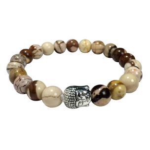 Avika Natural Brown Zebra Agate Buddha Bracelet (Pack of 1Pc)