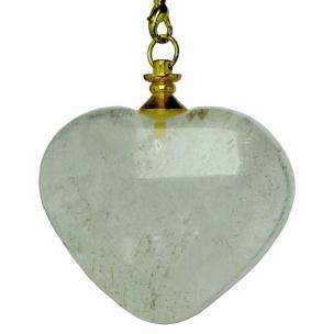 Avika Natural Clear Quartz Gemstone Heart Puff Pendulum (Big)