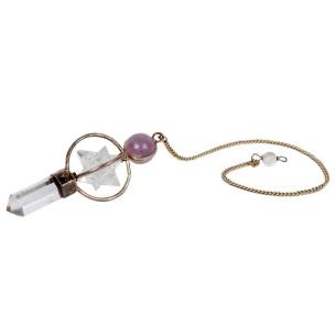 Avika Natural Clear Quartz Merkabah Point with Amethyst Ball Pendulum For Reiki Healing