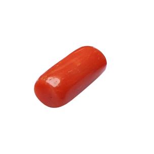 Avika Energized Heat Processed Red Coral Monga Capsule Shape Gemstone (Pack of 1 Pc.)