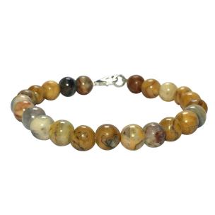 Avika Natural Crazy Lace Agate Beads Bracelet with Hook (Pack of 1Pc)