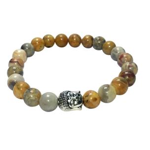 Avika Natural Crazy Lace Agate Buddha Bracelet (Pack of 1Pc)