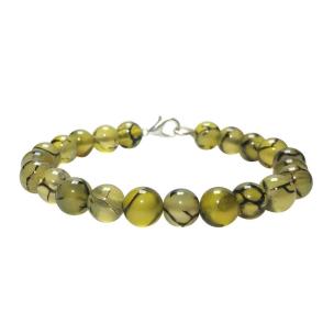 Avika Natural Dragon Vein Agate Beads Bracelet with Hook (Pack of 1Pc)