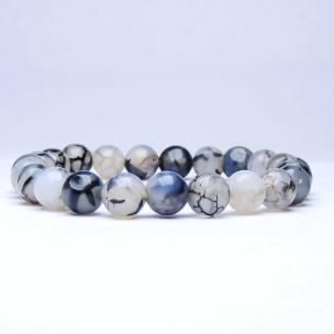Avika Natural Dyed Black Dragon Vein Agate 8 mm Bead Stone Bracelet For Unisex