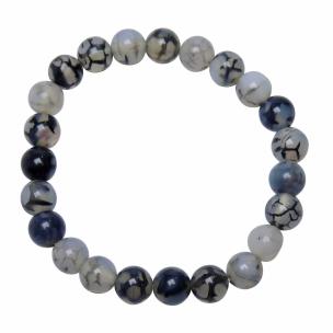 Avika Natural Dyed Black Dragon Vein Agate 8 mm Bead Stone Bracelet