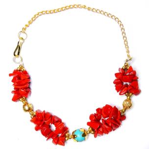 Avika Energized Heat Processed Red Coral Monga 4 Flower Designer Rakhi  (Pack of 1 Pc.)