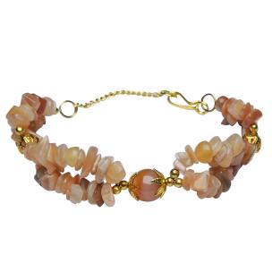 Avika Natural Energized Peach Moon Stone Designer Floweral Friendship Band