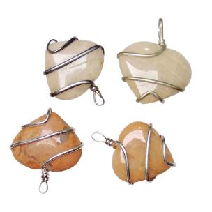 Avika Natural Energized Peach Moonstone Wrapped Pendant For Compassion